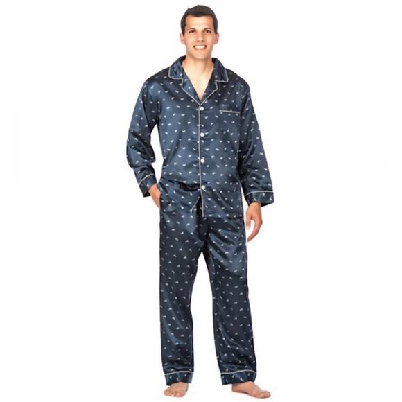 NWT Noble Mount Men’s Navy Pajama Set w/ Gift Box – Size Large - Picture 1 of 5
